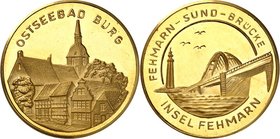 MEDIZIN u. SOZIALWESEN Slg. Dr. Bösing III. 
BÄDER UND KURORTE. 
BURG auf Fehmarn. GOLDMedaille o.J. (o. Sign.) Ortsansicht / Ansicht der Fehmarn-Su...
