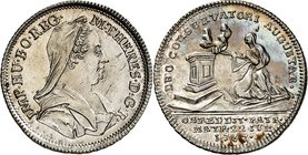 MEDIZIN u. SOZIALWESEN Slg. Dr. Bösing III. 
ERKRANKUNGEN UND GENESUNG. 
Jeton 1767 (o. Sign.) a. d. Genesung d. Kaiserin Maria Theresia v. Österrei...