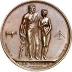 MEDIZIN u. SOZIALWESEN Slg. Dr. Bösing III. 
IMPFPRÄMIEN. 
FRANKREICH. Medaille 1804 \fbidis\ltrpar (v. Andrieu). Aesculapius beschützt nackte (geim...