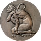 MEDIZIN u. SOZIALWESEN Slg. Dr. Bösing III. 
NATURHEILKUNDE. 
Eins. Medaille o.J. (v. J. Rem\'e9nyi) A F\'e1jdalom ("Der Schmerz"). Nach l. gewandt ...