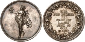 FREUNDSCHAFT, LIEBE, EHE. 
FREUNDSCHAFT. 
Medaille o.J. (um 1800) (v. J.V. Döll, b. Loos) Nackte Grazie mit einer Schale Trauben n.l. / 8 Z. im Kran...