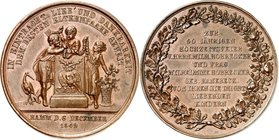 FREUNDSCHAFT, LIEBE, EHE. 
EHE. 
GOLDHOCHZEIT (50&nbsp;Jahre). Medaille 1849 (o. Sign.) a.d. Goldhochzeit von Wilhelm und Wilhelmine HOBRECKER in HA...