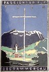 RELIGION UND ETHIK. 
WALLFAHRT. 
OBERAMMERGAU. Eins. Plakette 1950 (v. C. Poellath, Schrobenhausen) a.d. Passionsspiele. Ansicht des in die Landscha...