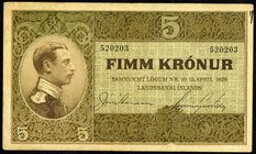 ISLAND. 
5 Kronur 1928. Pick 23. . 

III-