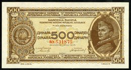 JUGOSLAWIEN. 
1, 5,10, 20 Dinar o.J.(1944) 50, 100, 500 Dinara 1.5.1946 (7). Pick&nbsp; 48a, 49a, 50c, 51c,64b, 65a, 66b. . 

I
