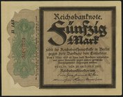 I. Weltkrieg von 1914/1918. 
50 Mark 20.10.1918 "Trauerschein" Reichsbanknote Wz. Schippen, KN 6stellig, Serie A. Ros. 56e. . 

I-