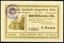 RHEINLAND. 
Langenberg, Stadt. 50 Mrd. Mark 30.10.1923. Ke. 2897e, v.E. 915.8b. . 

II