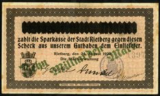 WESTFALEN-LIPPE. 
Rietberg, Sparkasse. 100 Mrd. Mark 3.11.1923 "Notscheck", dazu Stadt 10 Mrd.Mk.a.1 Mio Mk,24.8.1923. Ke. 4581, Topp. 763.4,764.1. (...