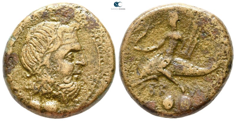 Calabria. Brundisium circa 300-250 BC. 
Sextans Æ

27 mm., 15,18 g.

Laurea...