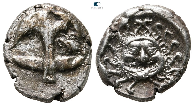 Thrace. Apollonia Pontica 420-300 BC. 
Drachm AR

17 mm., 3,39 g.

Upright ...