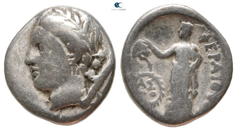 Thessaly. Pherae circa 302-286 BC. 
Hemidrachm AR

16 mm., 2,52 g.

Laureat...