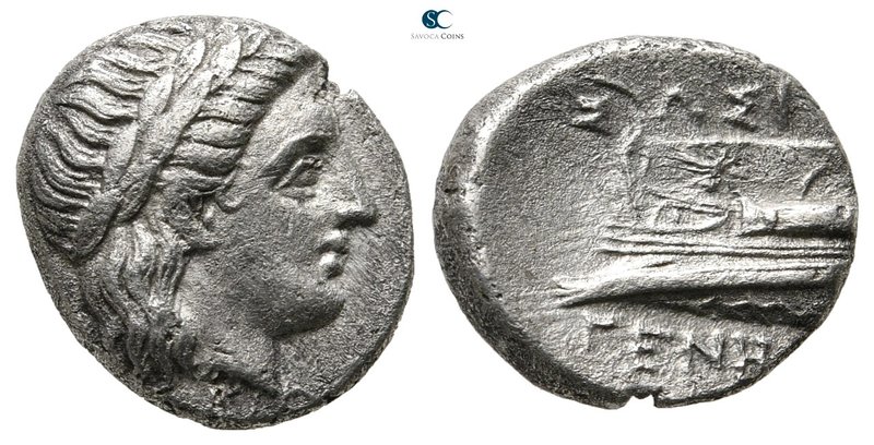 Bithynia. Kios 350-300 BC. 
Hemidrachm AR

14 mm., 2,39 g.

KIA, laureate h...