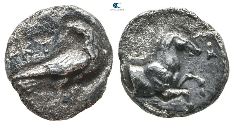 Aeolis. Kyme circa 350 BC. 
Hemidrachm AR

14 mm., 1,68 g.

KY, eagle stand...
