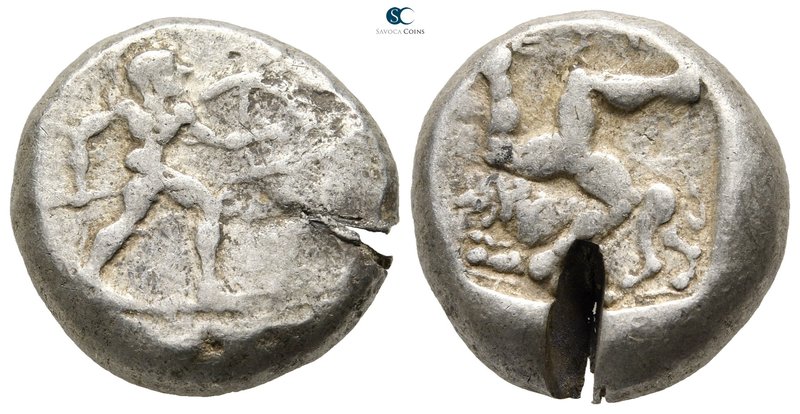 Pamphylia. Aspendos circa 465-430 BC. 
Stater AR

20 mm., 10,90 g.

Warrior...