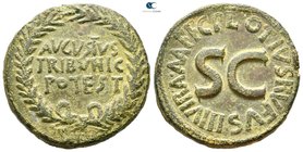 Augustus 27 BC-AD 14. C. Plotius Rufus, moneyer, 15 BC. Rome. Dupondius Æ