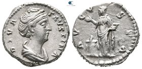 Diva Faustina I AD 140-141. Struck after AD 141. Rome. Denarius AR