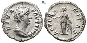 Diva Faustina I AD 140-141. Struck under Antoninus Pius. Rome. Denarius AR