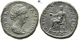 Diva Faustina I Died AD 141. Struck under Antoninus Pius after AD 141. Rome. Sestertius Æ