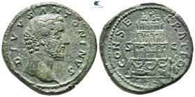 Divus Antoninus Pius Died AD 161. Struck under Marcus Aurelius and Lucius Verus, circa AD 161. Rome. Sestertius Æ