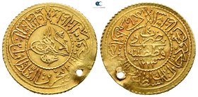 Ottoman Empire. Qustantiniya (Constantinople) mint. Mahmud II AD 1808-1839. (AH 1223-1255). Dually dated AH 1223 and RY 14=AD 1822. Tek Altın AV