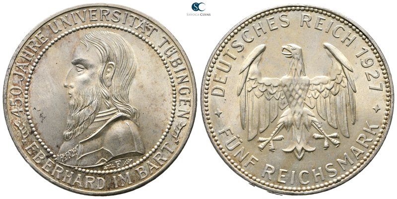 Germany. Stuttgart. AD 1927.
5 Reichsmark

37 mm., 24,64 g.

450 JAHRE UNIV...