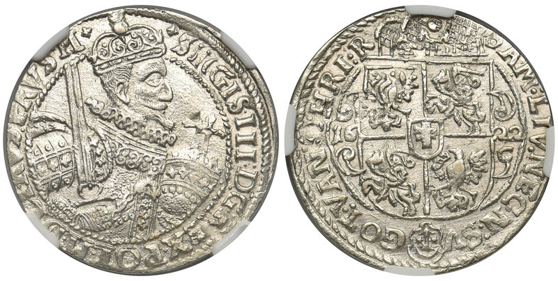 Zygmunt III Waza, Ort Bydgoszcz 1622 - NGC MS61

Końcówka napisu PRVS M.
Wyśm...