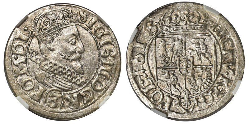 Zygmunt III Waza, Trzykrucierzówka Kraków 1616 z herbem Sas - NGC MS62

Najrza...