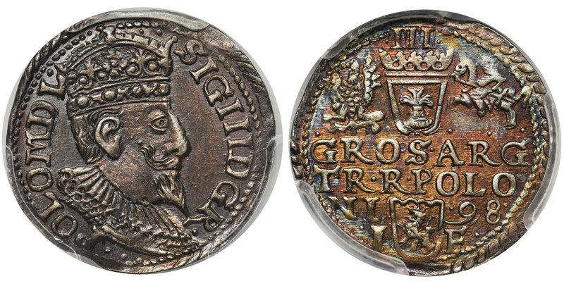 Zygmunt III Waza, Trojak Olkusz 1598 - PCGS MS63

Odmiana z popiersiem króla z...