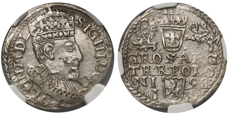 Zygmunt III Waza, Trojak Olkusz 1598 - NGC AU58

Odmiana z popiersiem króla z ...
