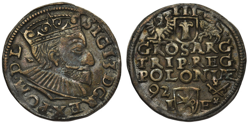 Zygmunt III Waza, Trojak Poznań 1592

Odmiana z szeroką twarzą króla, data na ...