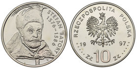 10 złotych 1997 - Stefan Batory (1576-1586) - popiersie
 

Grade: Proof-/Proof 
Literature: Parchimowicz 753