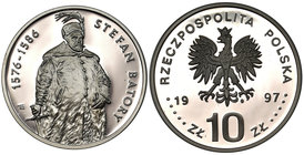 10 złotych 1997 - Stefan Batory (1576-1586) - półpostać
 Niski nakład 5.000 szt.

Grade: Proof 
Literature: Parchimowicz 754