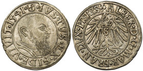 Prusy, Albrecht Hohenzollern, Grosz Królewiec 1541

Ładny, z wyraźnym blaskiem. 

Grade: XF+ 
Literature: Kopicki 3783