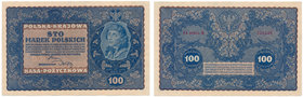 100 marek 1919 - IA Serja M

Rzadsza odmiana bez Nr.&nbsp;
Drobne zafalowania papieru w polu oraz wyraźna nieświeżość lewego, dolnego narożnika. Ko...