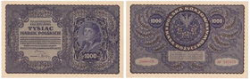 1.000 marek 1919 -I Serja CK

Bez typowych dla dużych banknotów ugięć przez środek, ale z niemocnymi zagnieceniami na marginesach. Narożniki nieznac...