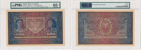 5.000 marek 1920 - II Serja X - PMG 65 EPQ

Wysoka, atrakcyjna nota od PMG w znacznie droższym, dużym gradingu.&nbsp;
Zagięta końcówka lewego, górn...