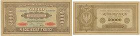 50.000 marek 1923 -A-

Pierwsza seria A.&nbsp;
Złamany przez środek oraz dwukrotne złamanie na lewym, dolnym narożniku. Nieświeżości końcówek na po...