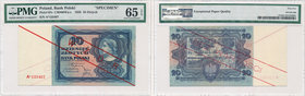 10 złotych 1928 Wzór - A★1234567 - PMG 65 EPQ - RZADKI

Rzadki wzór, jednego z najpiękniejszych polskich banknotów, których emisja finalnie nie docz...