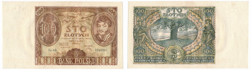 100 złotych 1932 Ser.AO. znw. kreski na dole

Relatywnie rzadka odmiana ze zna...