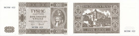 1.000 złotych 1941 MCSM 422

Oryginalna rekonstrukcja na papierze ze znakiem wodnym. Wersja trzycyfrowa. 
Śladowe zagniecenie na górnym marginesie ...