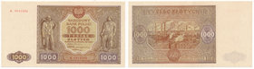 1.000 złotych 1946 -A z kropką- jedna z najrzadszych odmian

Naszym zdaniem jest to najtrudniejsza odmiana w stanie emisyjnym.&nbsp;
Banknot w pięk...