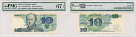 10 złotych 1982 -A- PMG 67 EPQ

Pierwsza seria A.&nbsp;
Wyśmienity egzemplarz, doceniony drugą najwyższą notą w rejestrze PMG, gdzie tylko jeden ba...