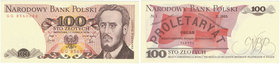 100 złotych 1979 -GG- 

Zanikające, pionowe zagniecenie z lekkim garbem przy lewym marginesie.
Naturalny z połyskiem druku. 

Grade: UNC- 
Liter...