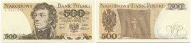500 złotych 1974 -A- rzadka seria 

Rzadka, pierwsza seria A.&nbsp;
Bez ugięć oraz załamań w polu, ale z wyraźnym zagnieceniem na górnym marginesie...