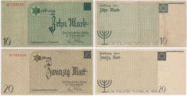 10 i 20 marek 1940 num.typ 1 bez znaku wodnego (2 szt.)

Oba banknoty wydrukowane na papierze bez znaków wodnych, z numeratorem typu 1.
Naturalne. ...