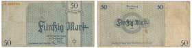 50 mark 1940 Getto Litzmannstadt 
50 marek 1940 num.1 

Paper with watermark and orange S/N.
Worn piece but never washed or pressed.
Odmiana z po...