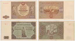 Zestaw - 1.000 złotych 1946/7 - (2szt.)

Naturalne, zdrowe trzecie stany. Jeden serii A.&nbsp; 

Grade: 3|3+