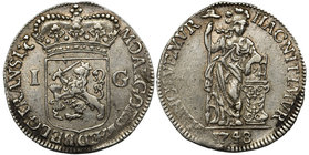 Holandia, 1 Gulden 1748 Utrecht

&nbsp; 

Grade: VF+ 
Literature: Delmonte 1182