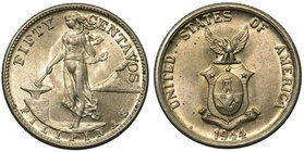 USA - Filipiny, pod zarządem USA, 50 centavos 1944 S, San Francisco, 

Beautifull piece.
Pięknie zachowane. 

Grade: UNC/UNC- 
Literature: KM 18...