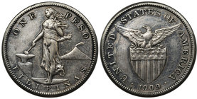 USA - Filipiny, pod zarządem USA, 1 peso 1909 S, San Francisco, 

&nbsp; 

Grade: VF 
Literature: KM 172